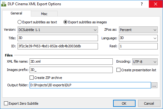 &nbsp;DLP Cinema XML Export Configuration - General