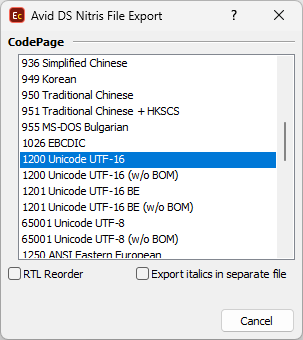 &nbsp;Export Configuration