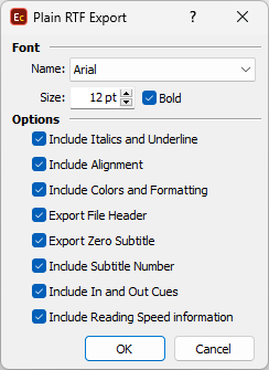 &nbsp;Export RTF Configuration