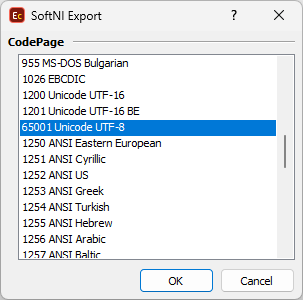 &nbsp;SoftNI (.sub) export configuration