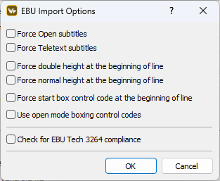 &nbsp;EBU Import Options&nbsp;