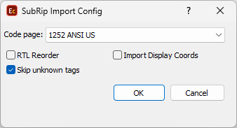 &nbsp;SRT Import Config