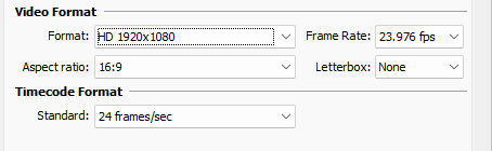 &nbsp;Video Format and TimeCode Format