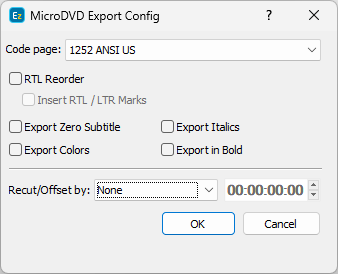 &nbsp;MicroDVD SUB Export Config