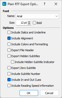 &nbsp;Export RTF Configuration