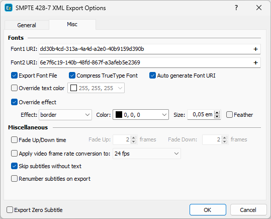 &nbsp;DCMD SMPTE 428 Export Configuration- Font