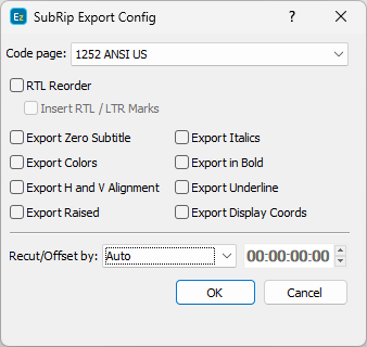 &nbsp;SRT Export Config