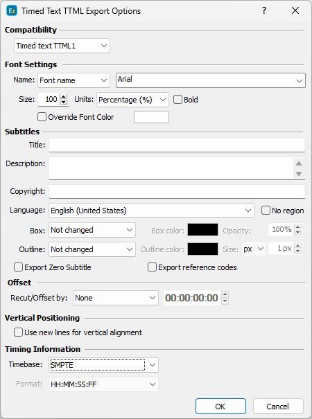 &nbsp;Timed Text DFXP XML Export Configuration