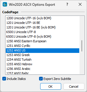 &nbsp;Export Configuration