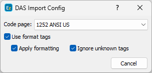 &nbsp;DAS Files Import Configuration