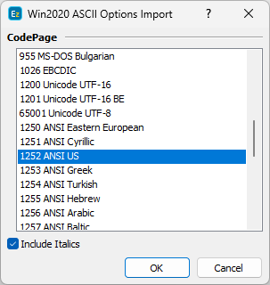 &nbsp;Win2020 ASCII File Import Configuration