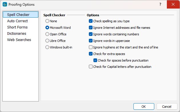 &nbsp;Spell Check Options